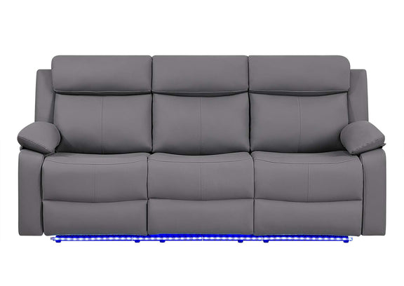 U6026-GREY_PU_46A-RS_W_LED U6026 GREY POLYURETHANE 46A RECLINING SOFA WITH LED