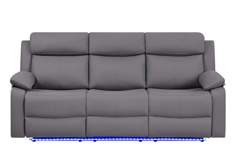 U6026-GREY_PU_46A-RS_W_LED U6026 GREY POLYURETHANE 46A RECLINING SOFA WITH LED