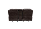8206BRW-2 Aram Double Glider Reclining Love Seat with Center Console, Receptacles and USB Ports