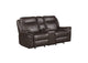 8206BRW-2 Aram Double Glider Reclining Love Seat with Center Console, Receptacles and USB Ports