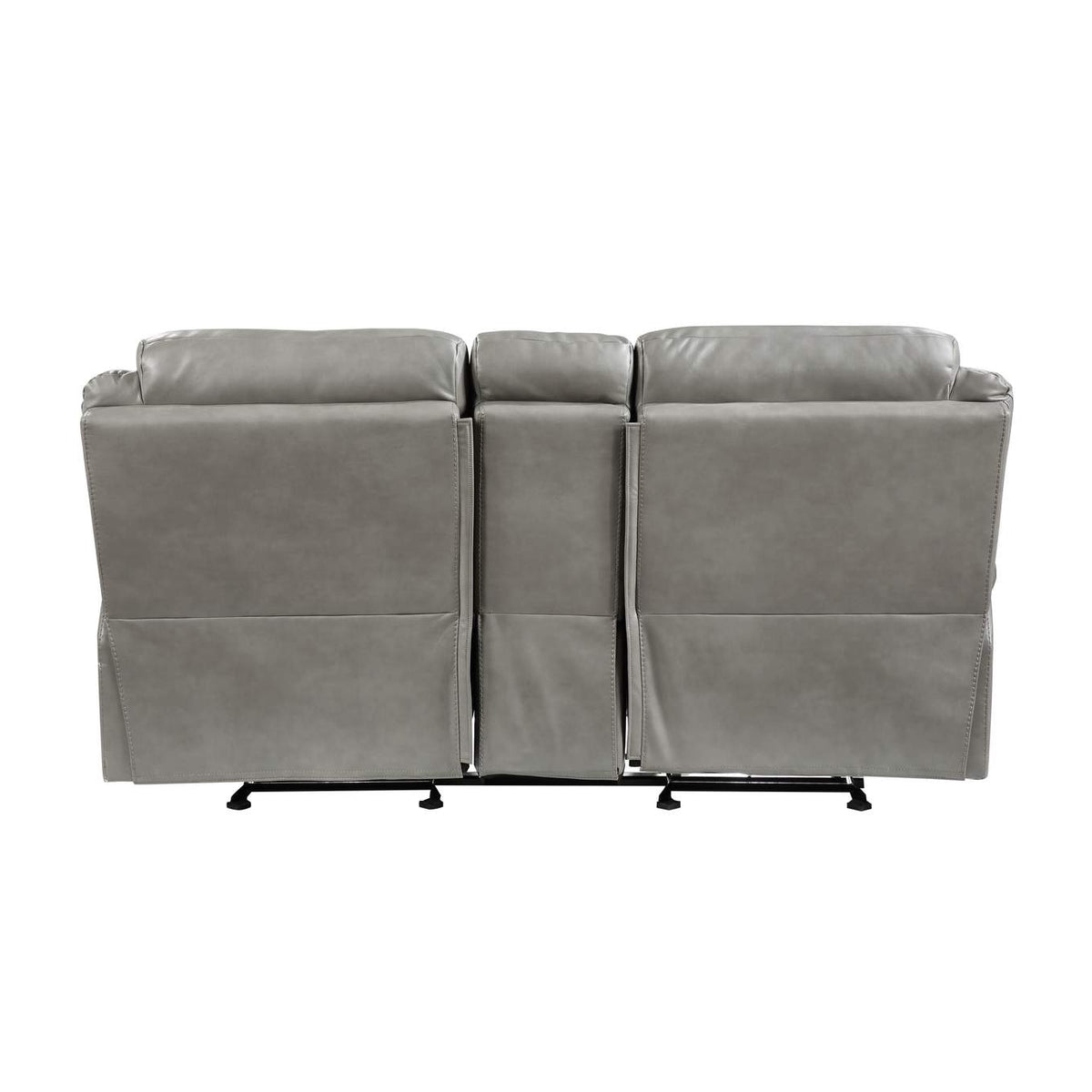 8206GRY-2 Aram Double Glider Reclining Love Seat with Center Console, Receptacles and USB Ports
