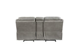 8206GRY-2 Aram Double Glider Reclining Love Seat with Center Console, Receptacles and USB Ports