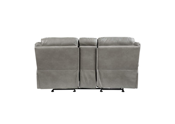 8206GRY-2 Aram Double Glider Reclining Love Seat with Center Console, Receptacles and USB Ports