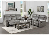 8206GRY-2 Aram Double Glider Reclining Love Seat with Center Console, Receptacles and USB Ports
