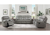 8206GRY-2 Aram Double Glider Reclining Love Seat with Center Console, Receptacles and USB Ports