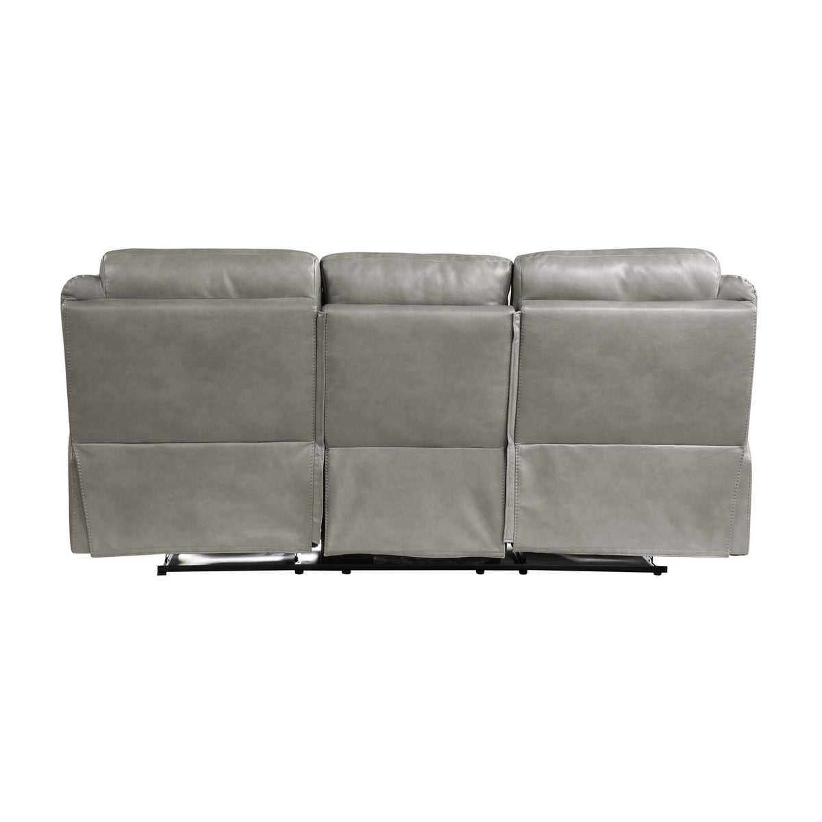 8206GRY-3 Aram Double Reclining Sofa with Center Drop-Down Cup Holders, Receptacles, Hidden Drawer and USB Ports