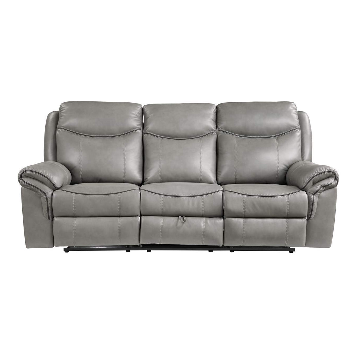 8206GRY-3 Aram Double Reclining Sofa with Center Drop-Down Cup Holders, Receptacles, Hidden Drawer and USB Ports