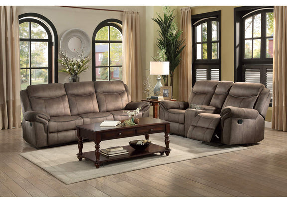 8206NF-2 Aram Double Glider Reclining Love Seat with Center Console, Receptacles and USB Ports