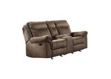 8206NF-2 Aram Double Glider Reclining Love Seat with Center Console, Receptacles and USB Ports