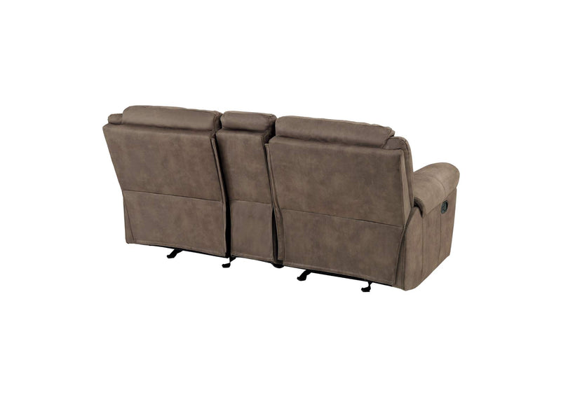 8206NF-2 Aram Double Glider Reclining Love Seat with Center Console, Receptacles and USB Ports