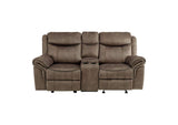 Aram Double Glider Reclining Love Seat with Center Console, Receptacles and USB Ports