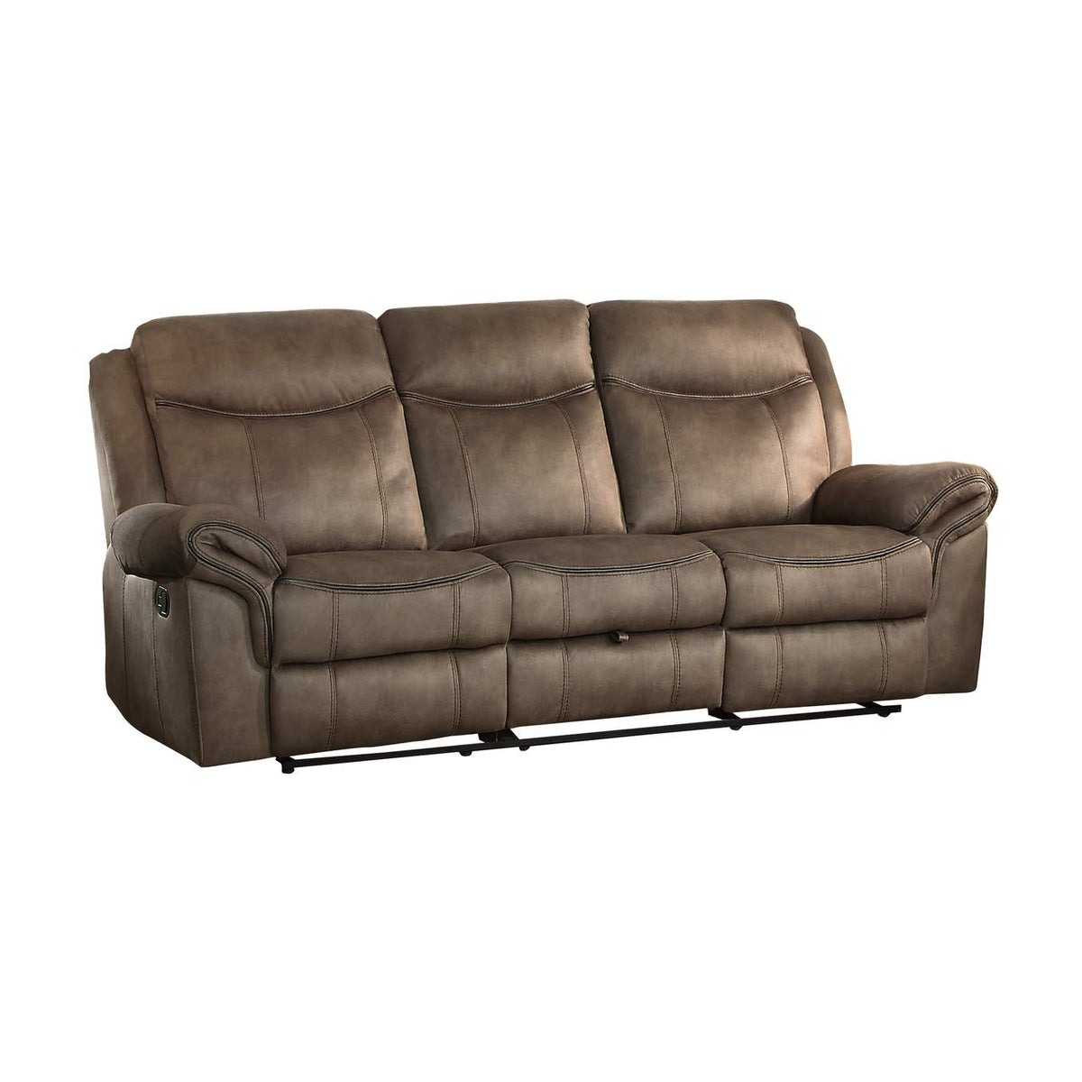 8206NF-3 Aram Double Reclining Sofa with Center Drop-Down Cup Holders, Receptacles, Hidden Drawer and USB Ports