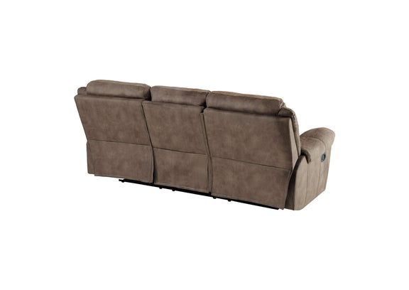 8206NF-3 Aram Double Reclining Sofa with Center Drop-Down Cup Holders, Receptacles, Hidden Drawer and USB Ports