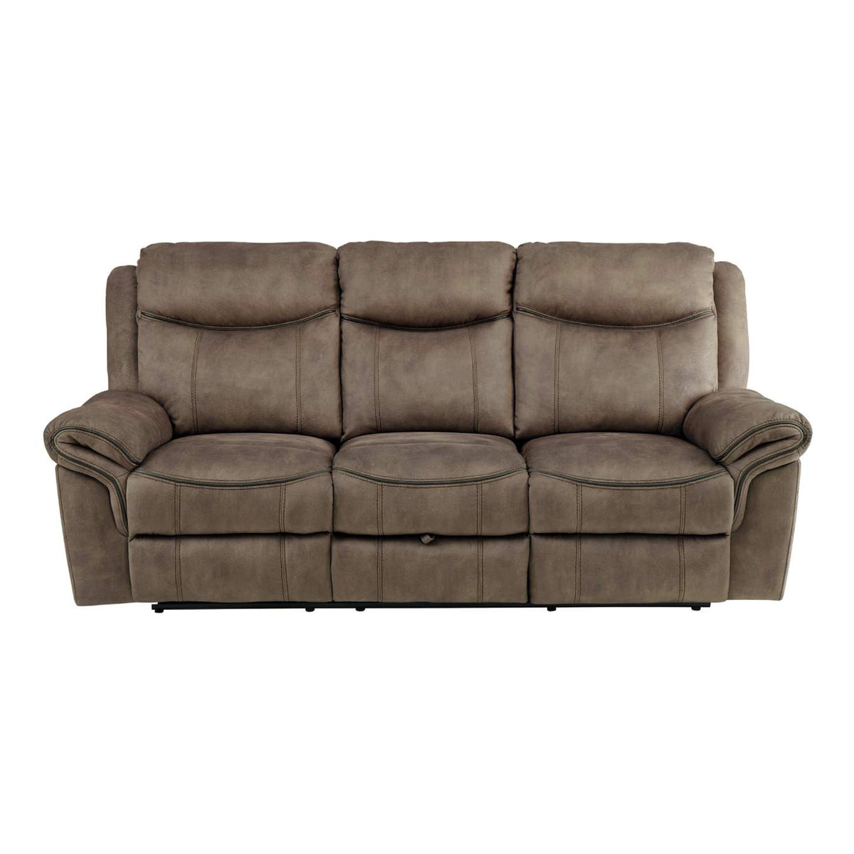 8206NF-3 Aram Double Reclining Sofa with Center Drop-Down Cup Holders, Receptacles, Hidden Drawer and USB Ports