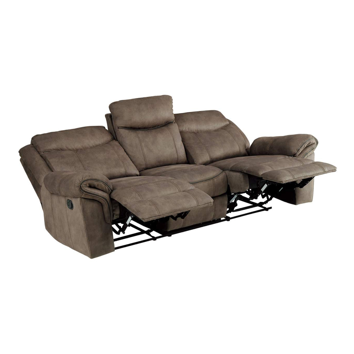 8206NF-3 Aram Double Reclining Sofa with Center Drop-Down Cup Holders, Receptacles, Hidden Drawer and USB Ports