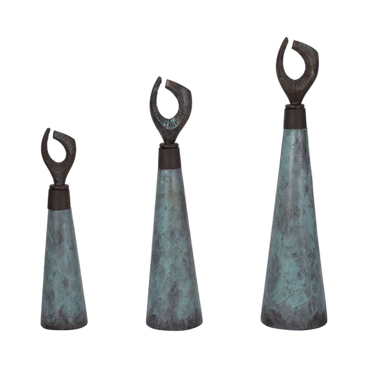 16" / 20" / 23" Bente Patina Bottles (Set of 3) - Dark Gray