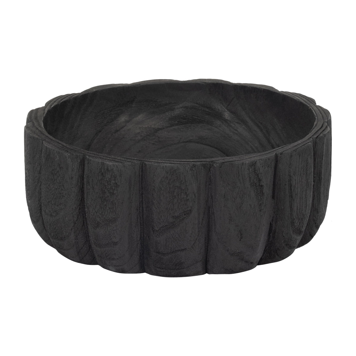 Wood 9" Scalloped Bowl - Black