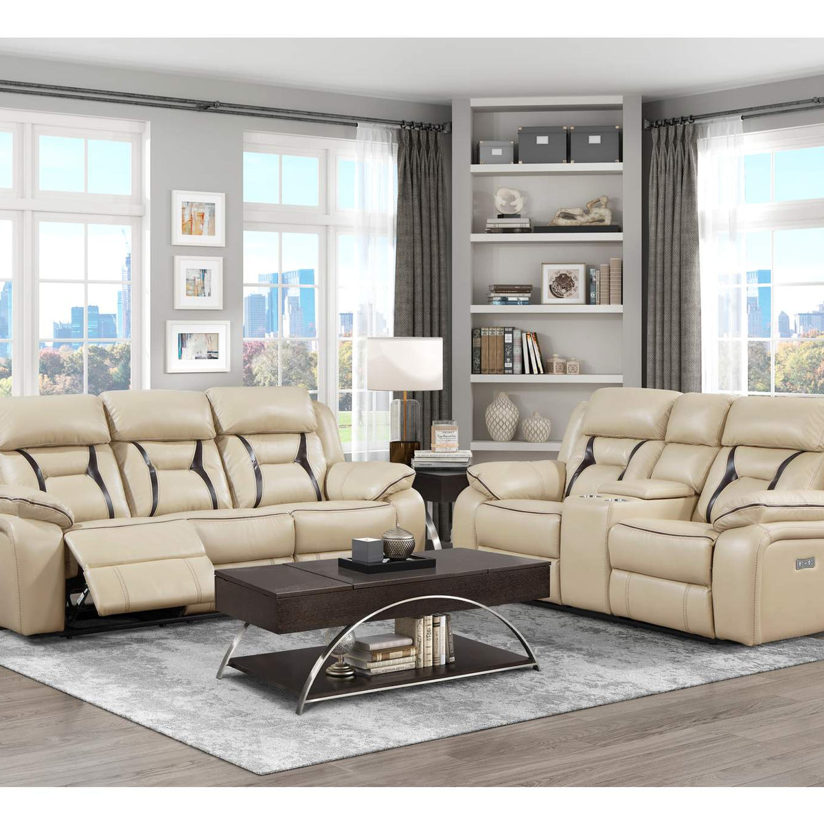 8229NBE-3PW Amite Power Double Reclining Sofa
