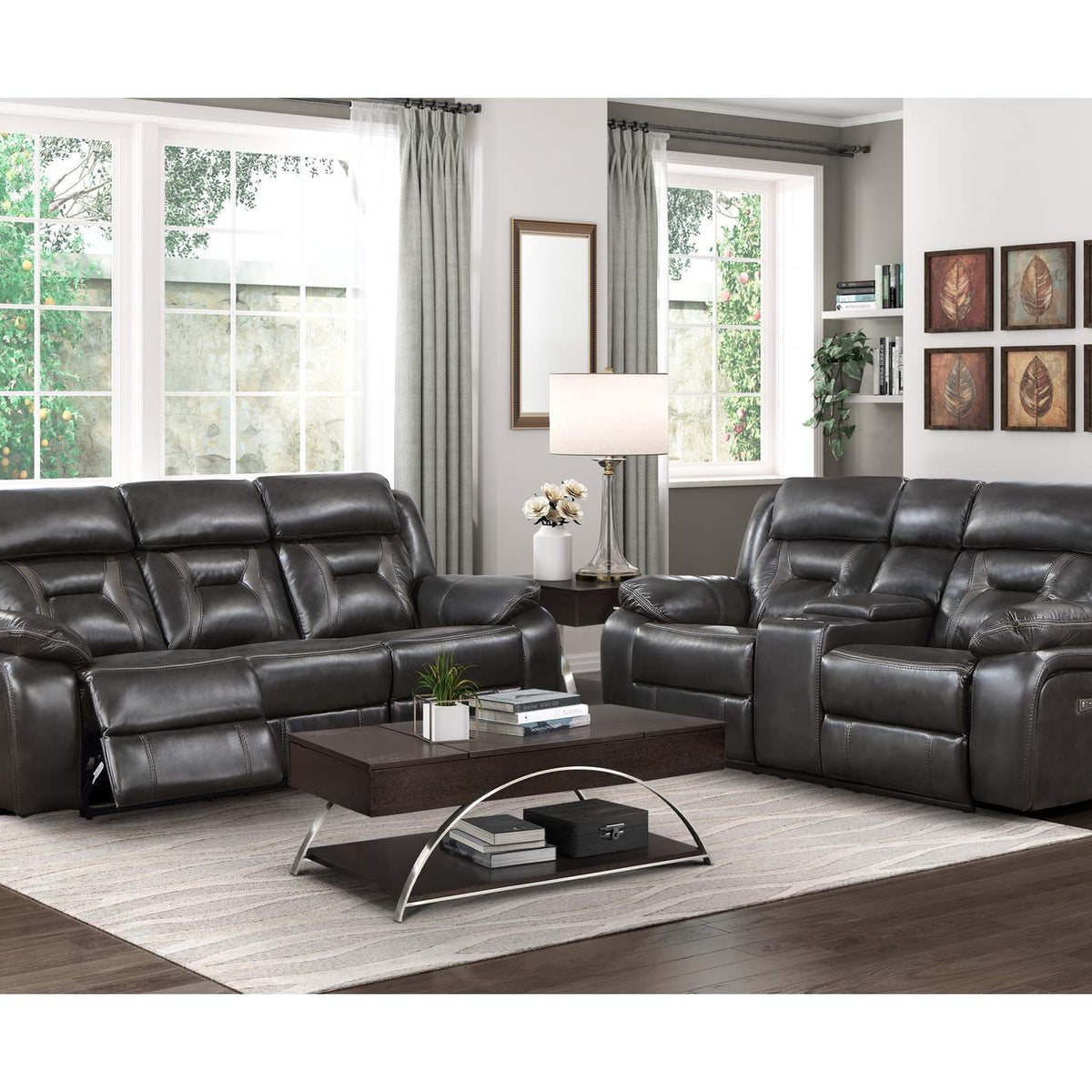 8229NDG-2PW Amite Power Double Reclining Love Seat with Center Console