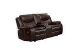 8230BRW-2 Bastrop Double Glider Reclining Love Seat with Center Console