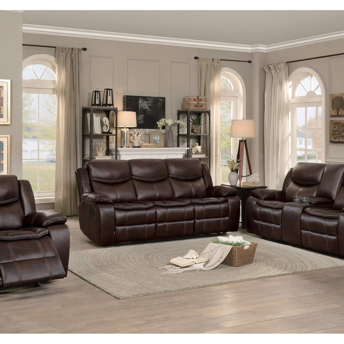 8230BRW-3 Bastrop Double Reclining Sofa