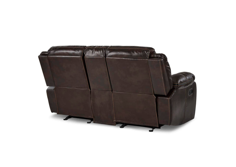 8230BRW-2 Bastrop Double Glider Reclining Love Seat with Center Console
