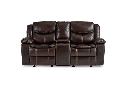 8230BRW-2 Bastrop Double Glider Reclining Love Seat with Center Console