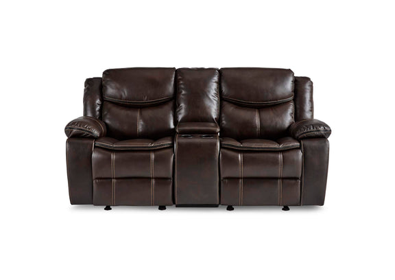 8230BRW-2 Bastrop Double Glider Reclining Love Seat with Center Console