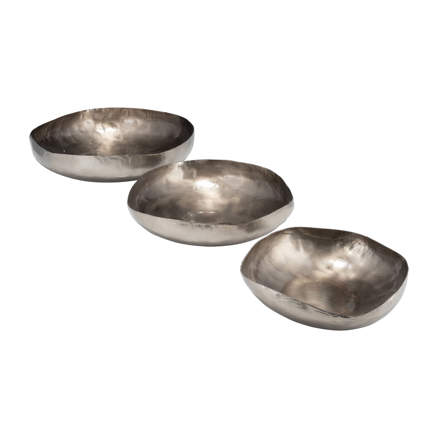 11" / 14" / 17" Metal Organic Shaped Bowls (Set of 3) - Bronze