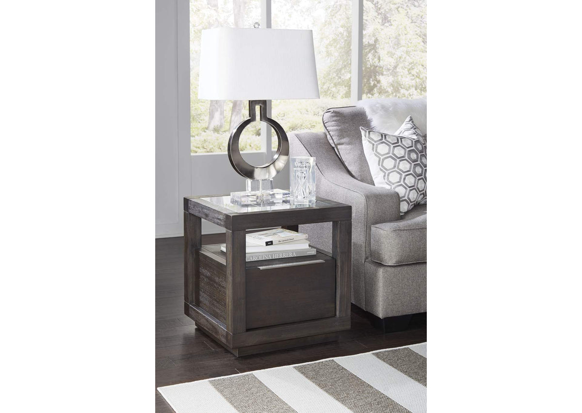 AZU522 Oxford One Drawer End Table In Basalt Grey