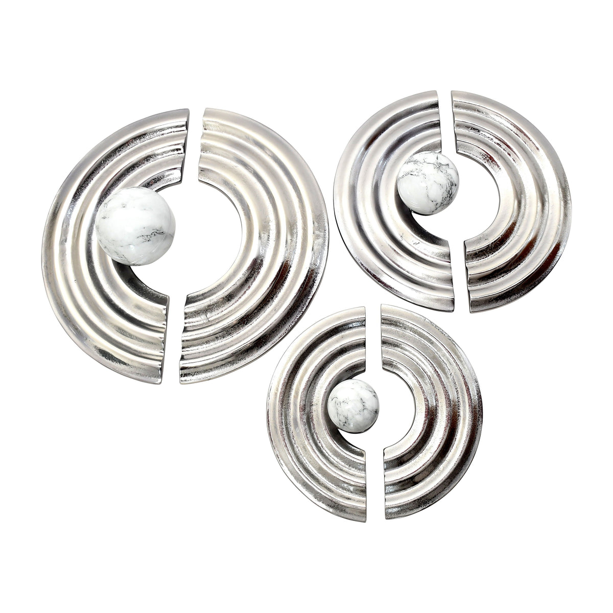 12" / 15" / 18" Leza Ring Wall Decor (Set of 3) - Silver