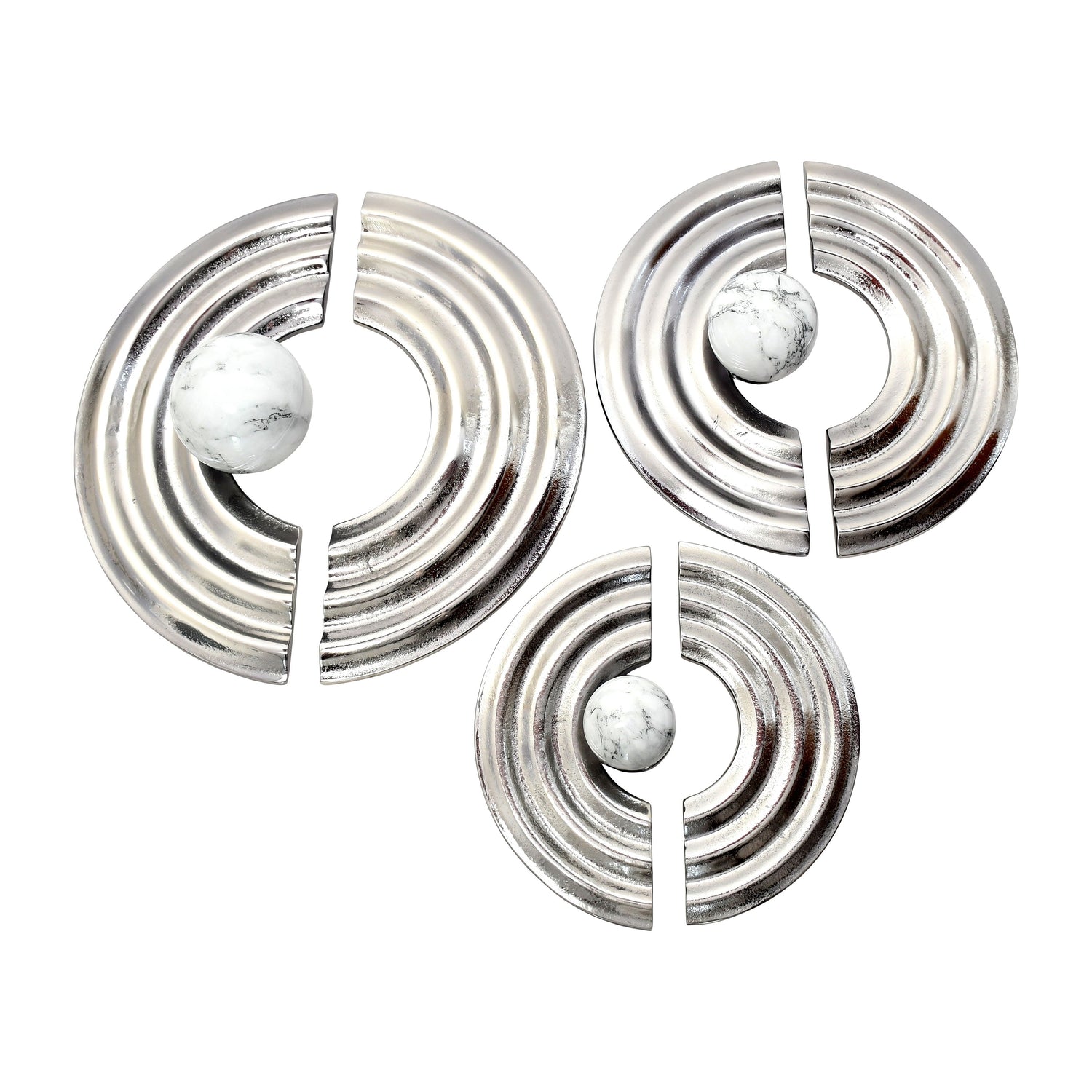 12" / 15" / 18" Leza Ring Wall Decor (Set of 3) - Silver