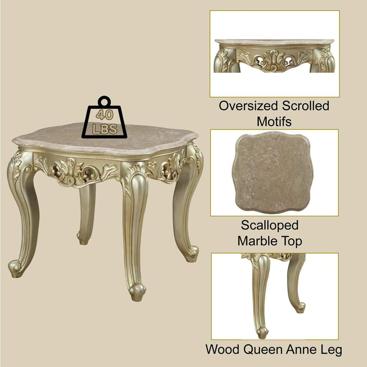 82442 Gorsedd End Table with Marble Top