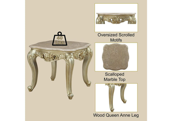 82442 Gorsedd End Table with Marble Top