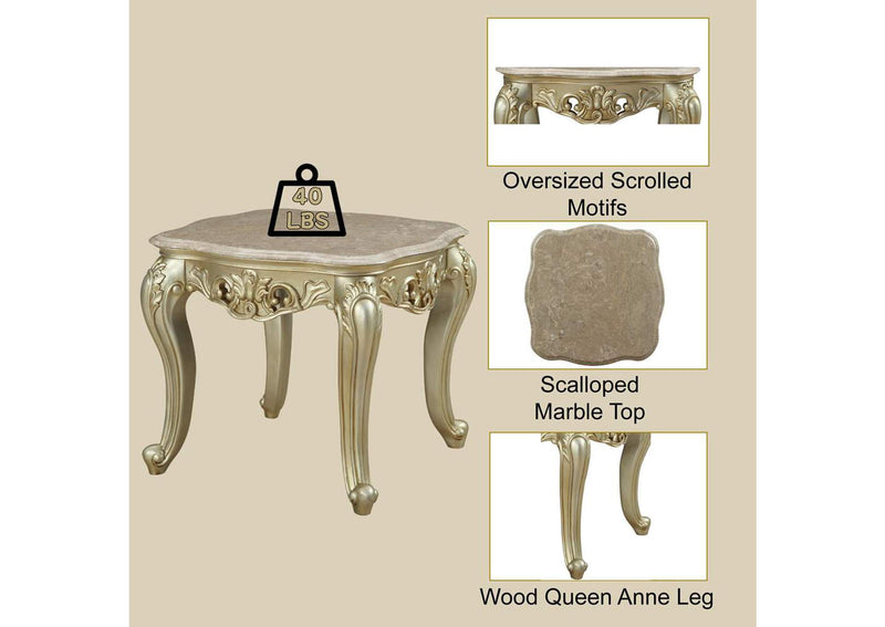 82442 Gorsedd End Table with Marble Top