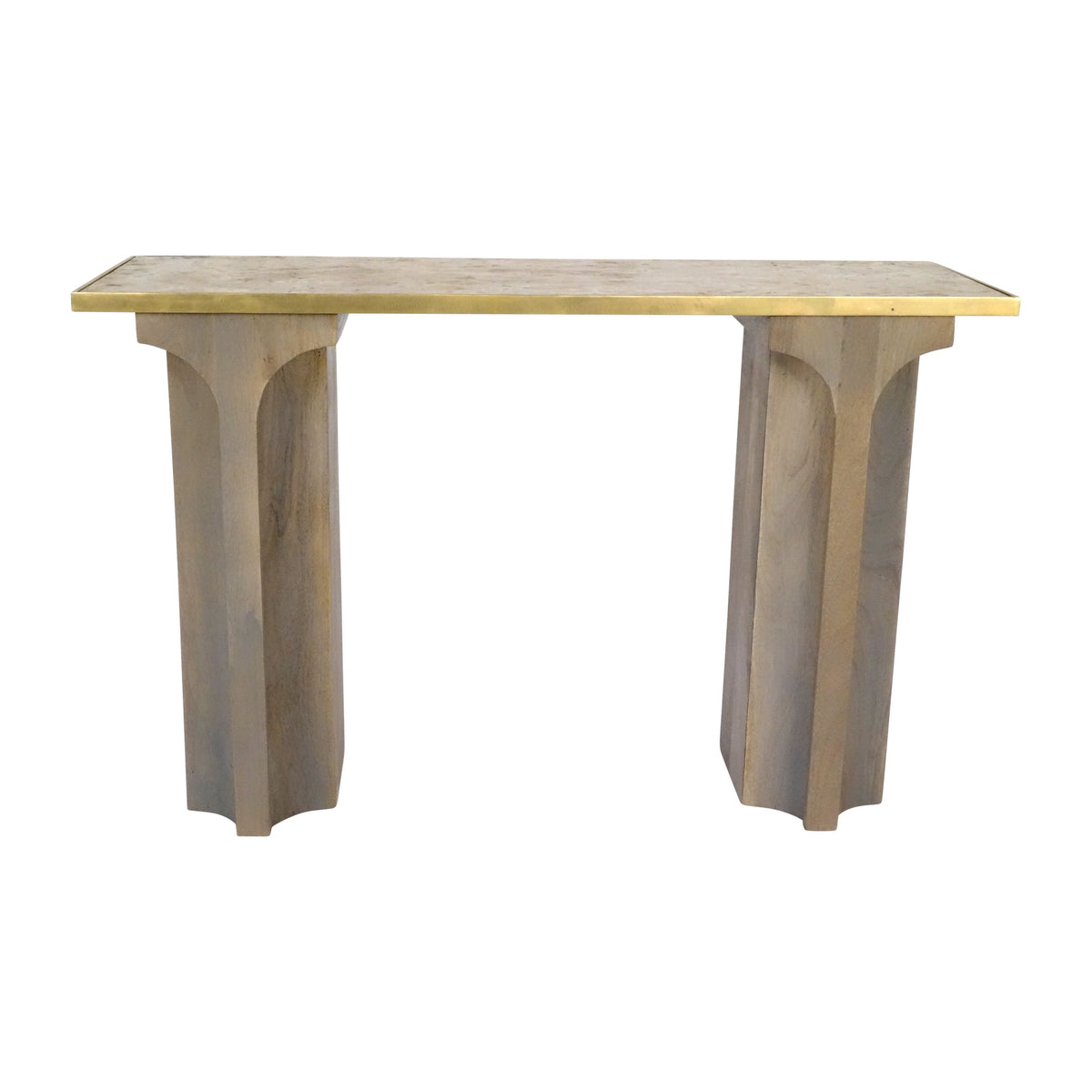 Sardi Travertine Top Console Table - White