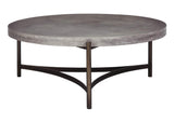 A89421 Lyon Round Natural Concrete And Metal Coffee Table