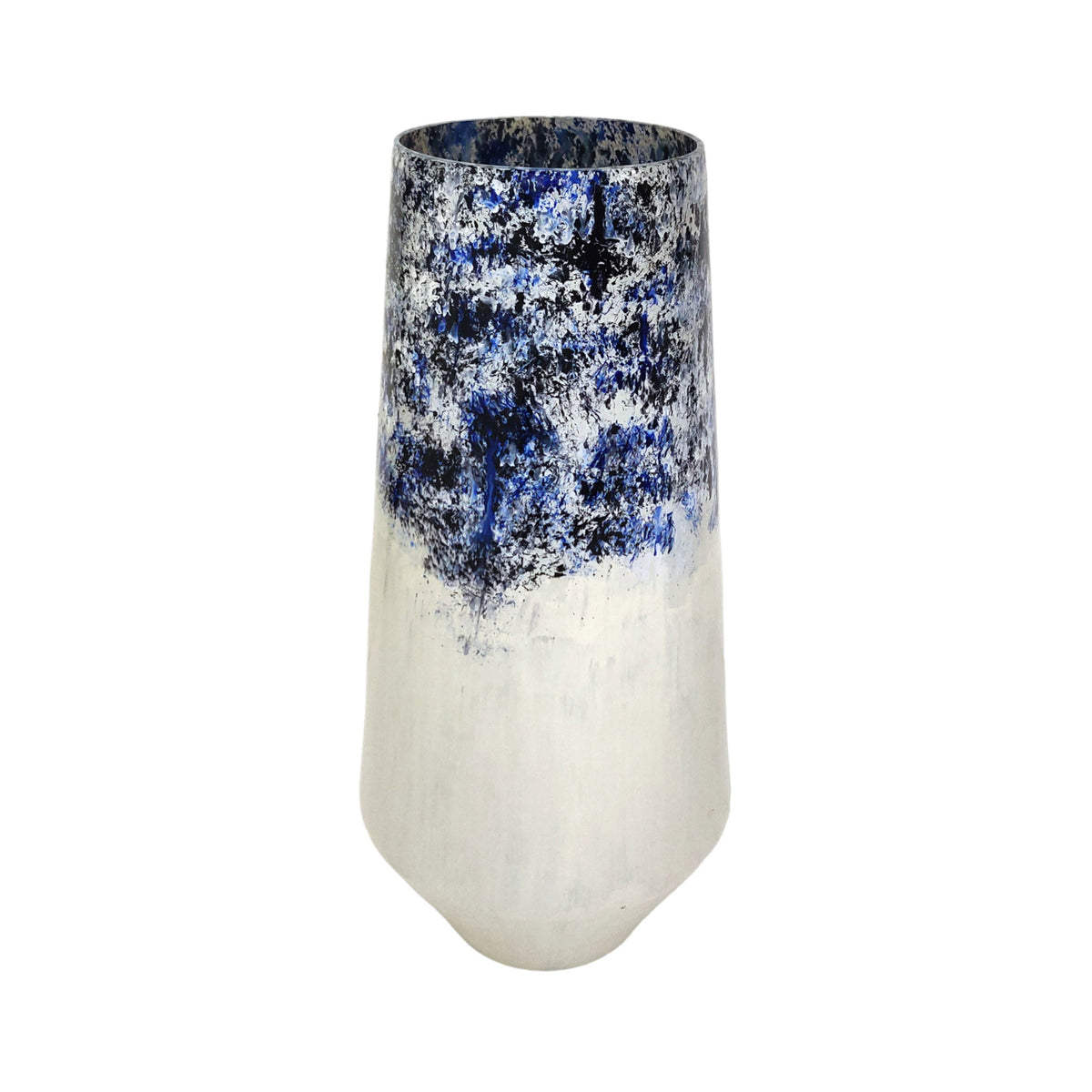 16" Tapered Bottom Vase Arctic Finish - White / Blue