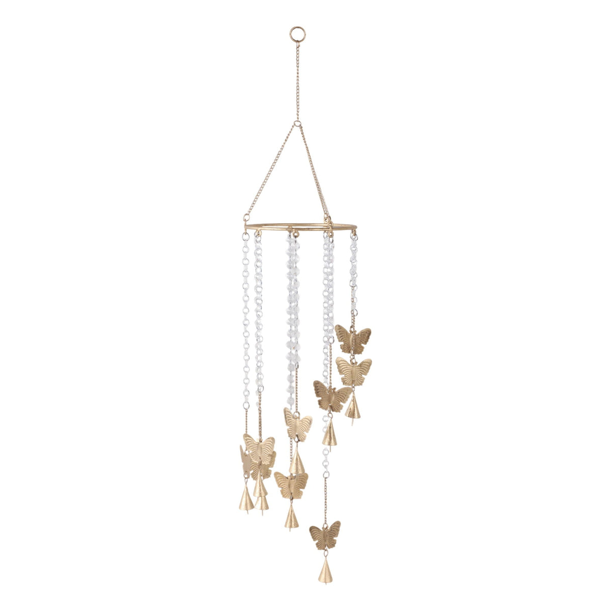 38" x 8" Butterflies And Crystals Chime - Clear / Gold