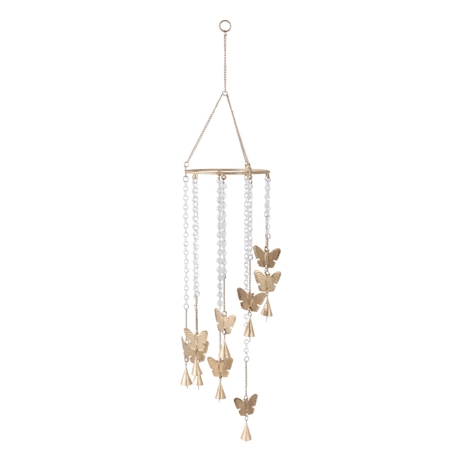 38" x 8" Butterflies And Crystals Chime - Clear / Gold