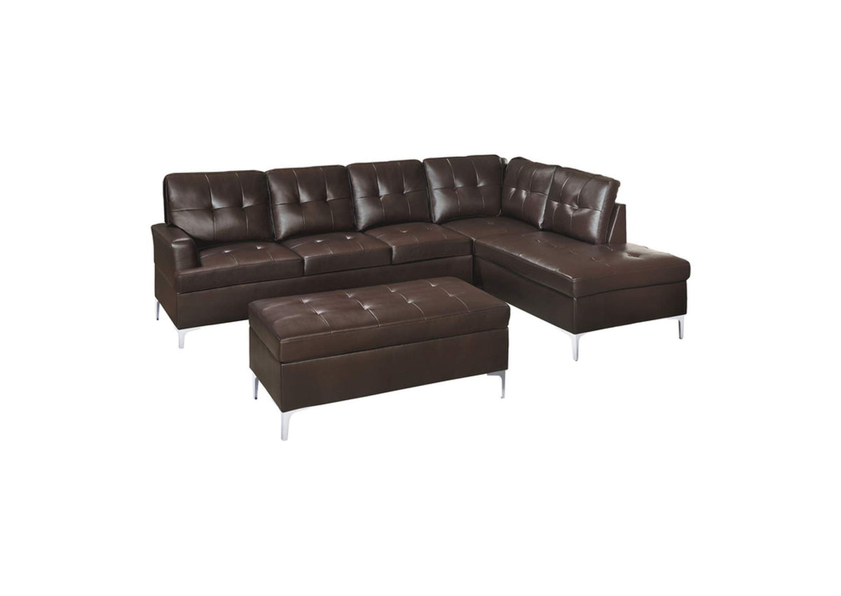 8378BRWKIT3 Barrington 3-Piece Sectional with Right Chaise and Ottoman
