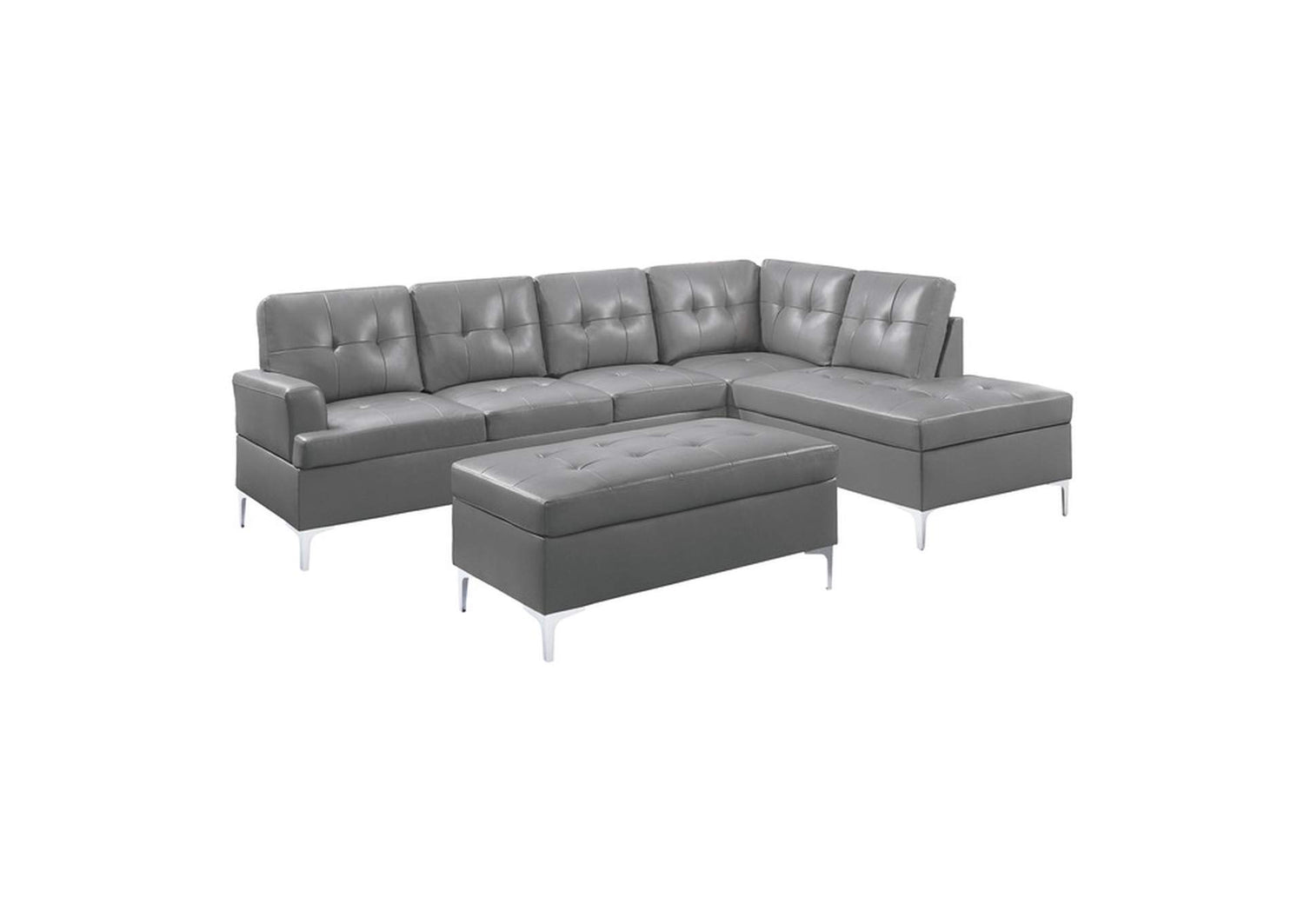 8378GRYKIT3 Barrington 3-Piece Sectional with Right Chaise and Ottoman