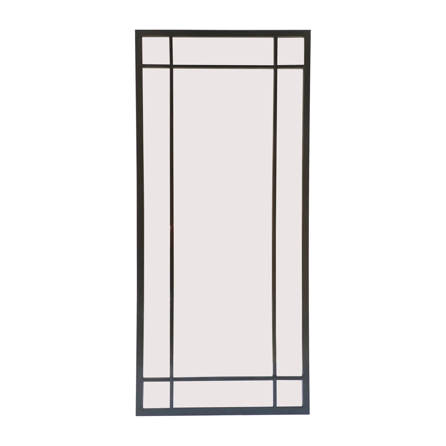 Metal 20 x 43" Windowpane Mirror - Black