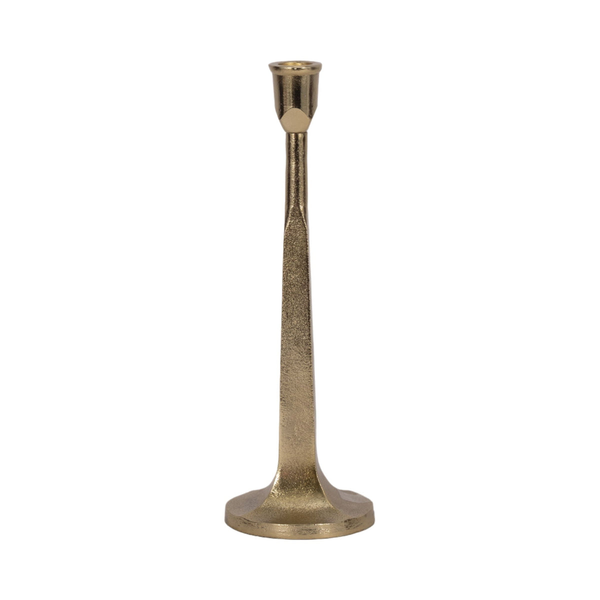 Metal 12" Squared Off Taper Candleholder - Gold