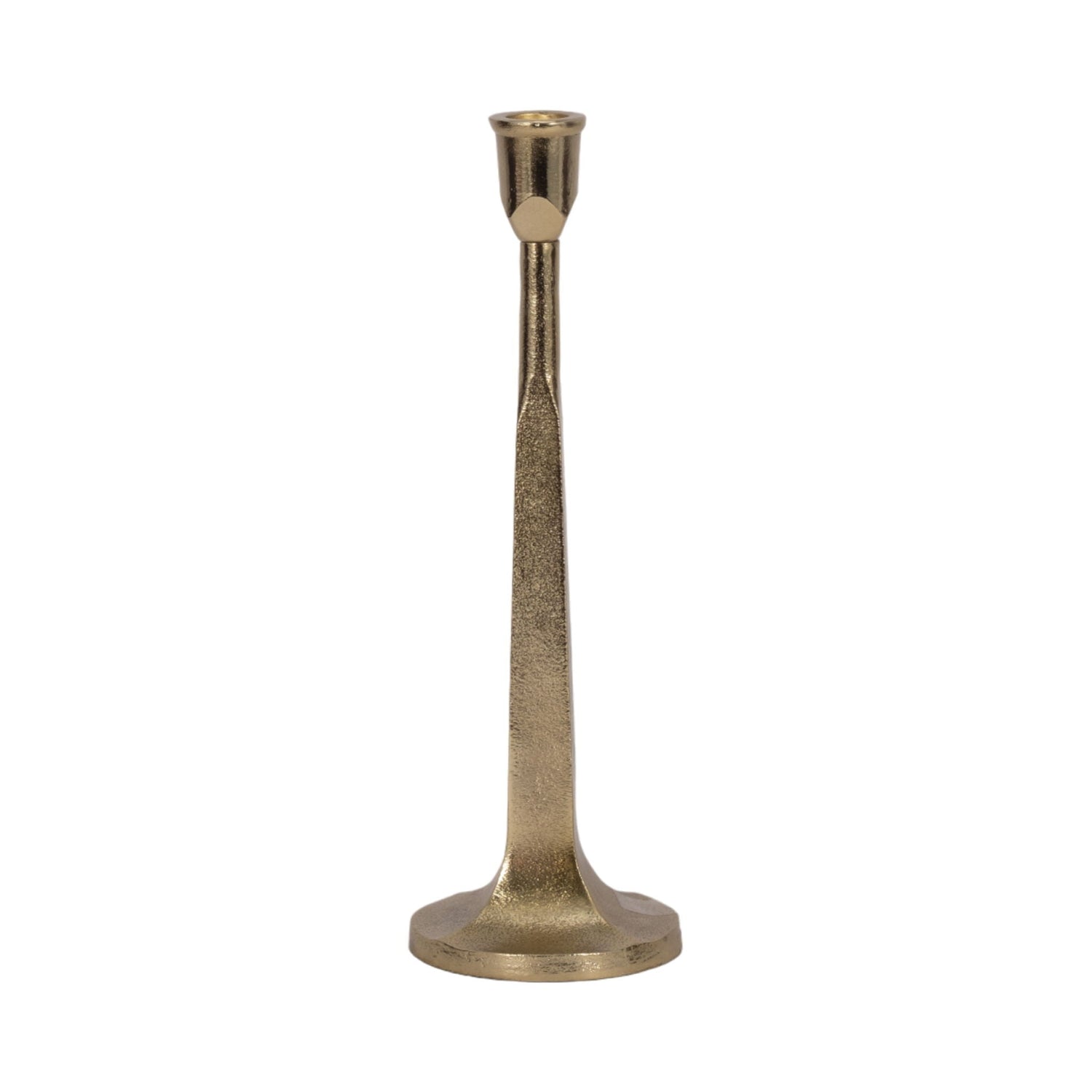 Metal 12" Squared Off Taper Candleholder - Gold