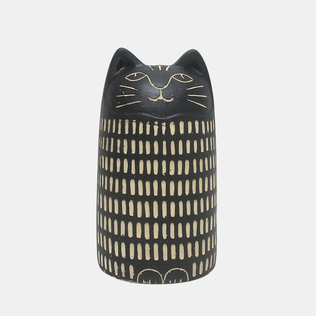 8" Etched Lines Cat - Black