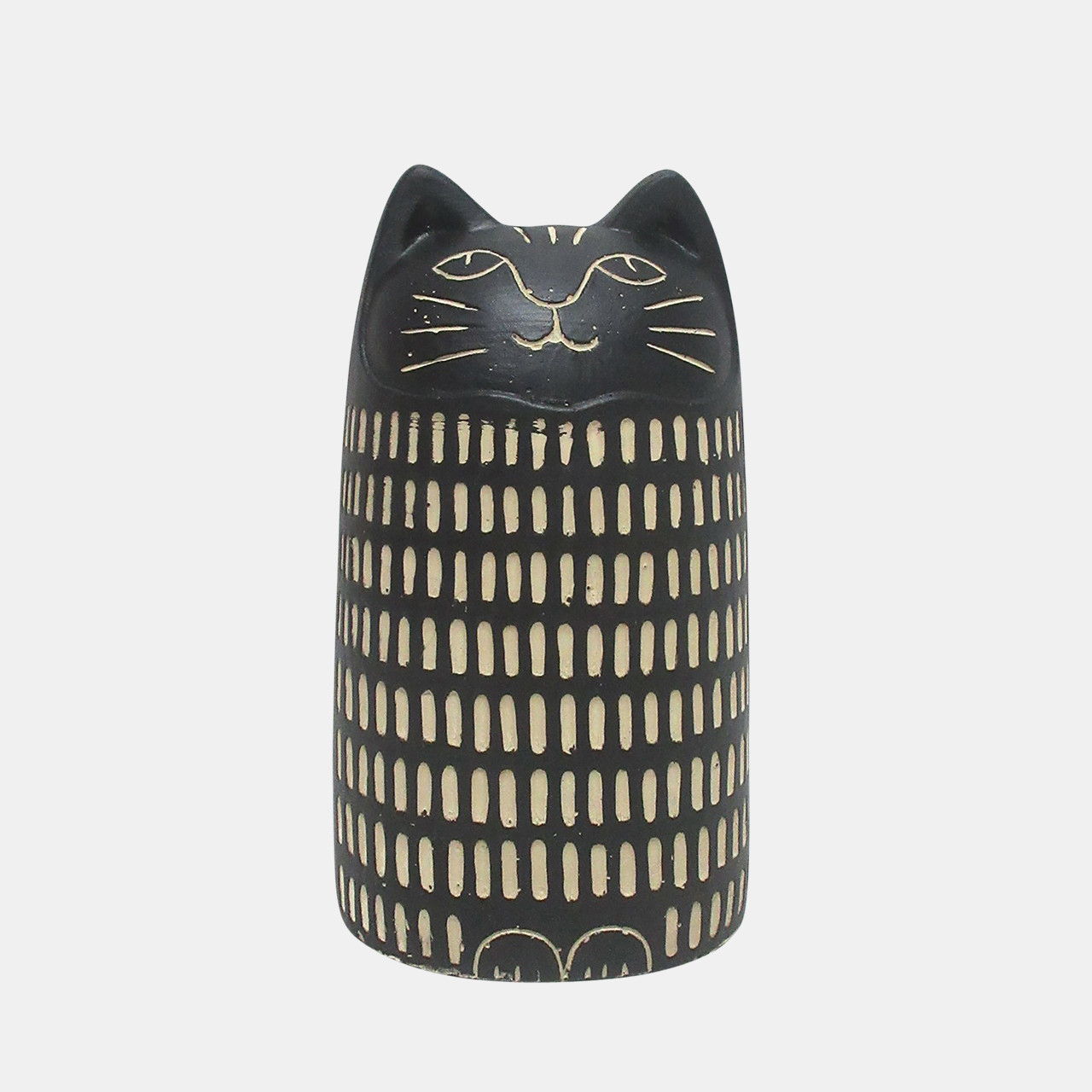 8" Etched Lines Cat - Black