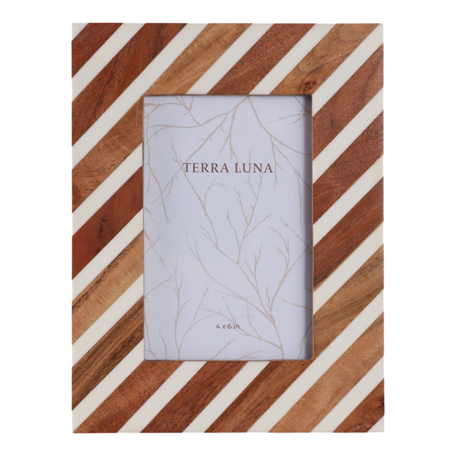 4" x 6" Diagonal Lines Photo Frame - Natural / Ivory