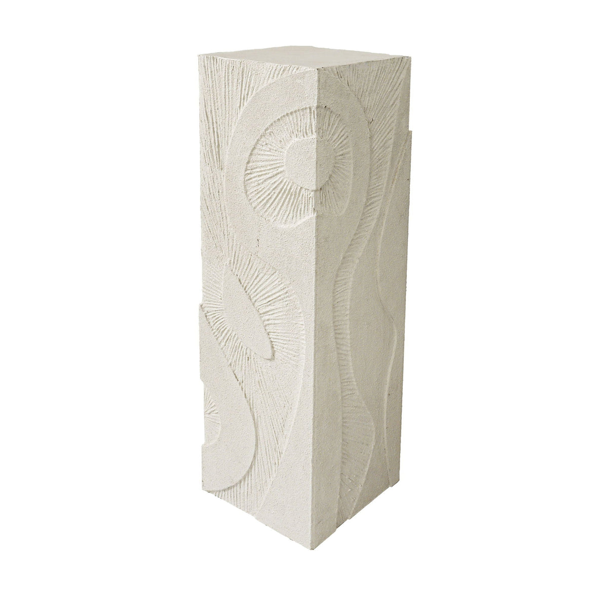 32" Wood Roanoke Carved Plaster Pedestal Middle - Ivory