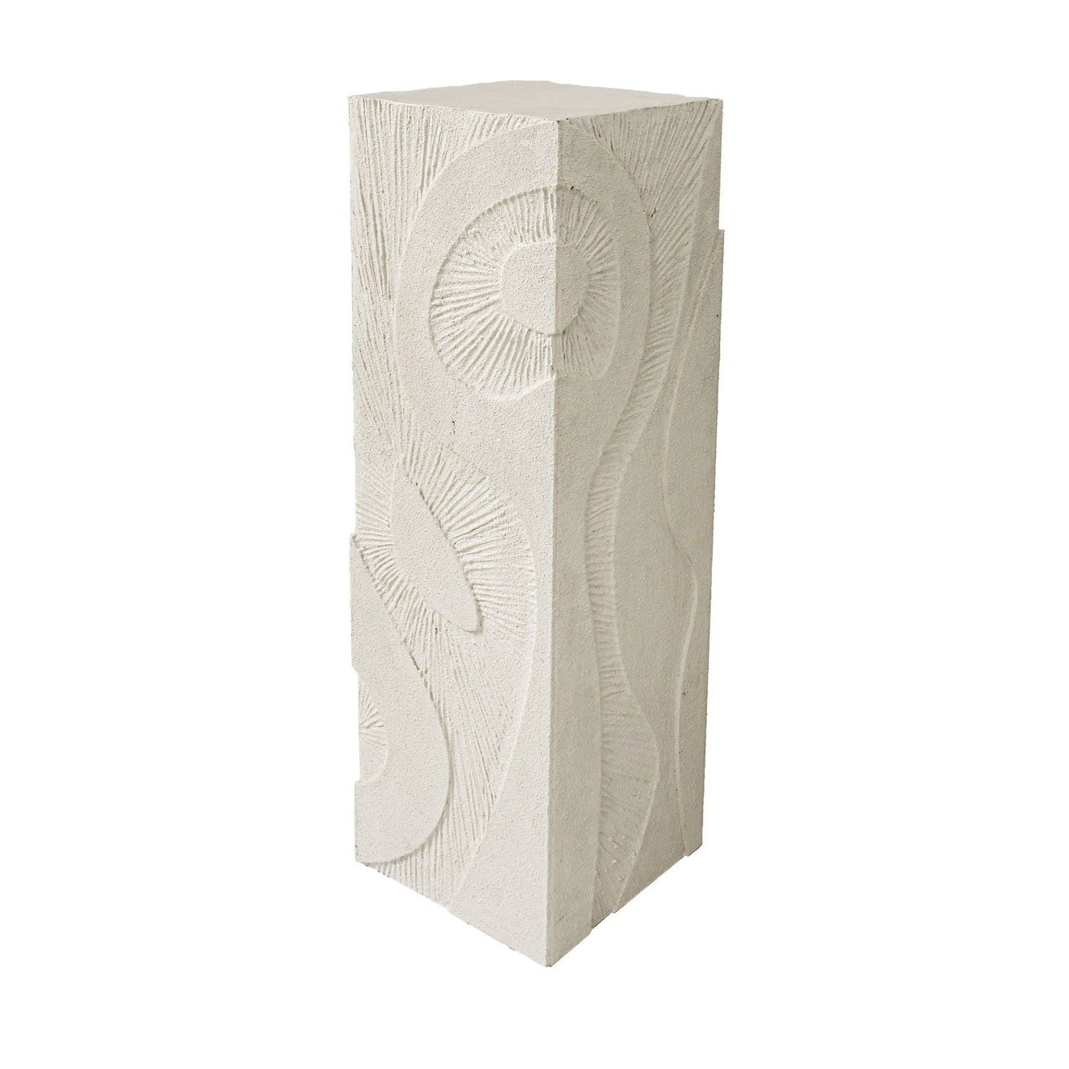32" Wood Roanoke Carved Plaster Pedestal Middle - Ivory